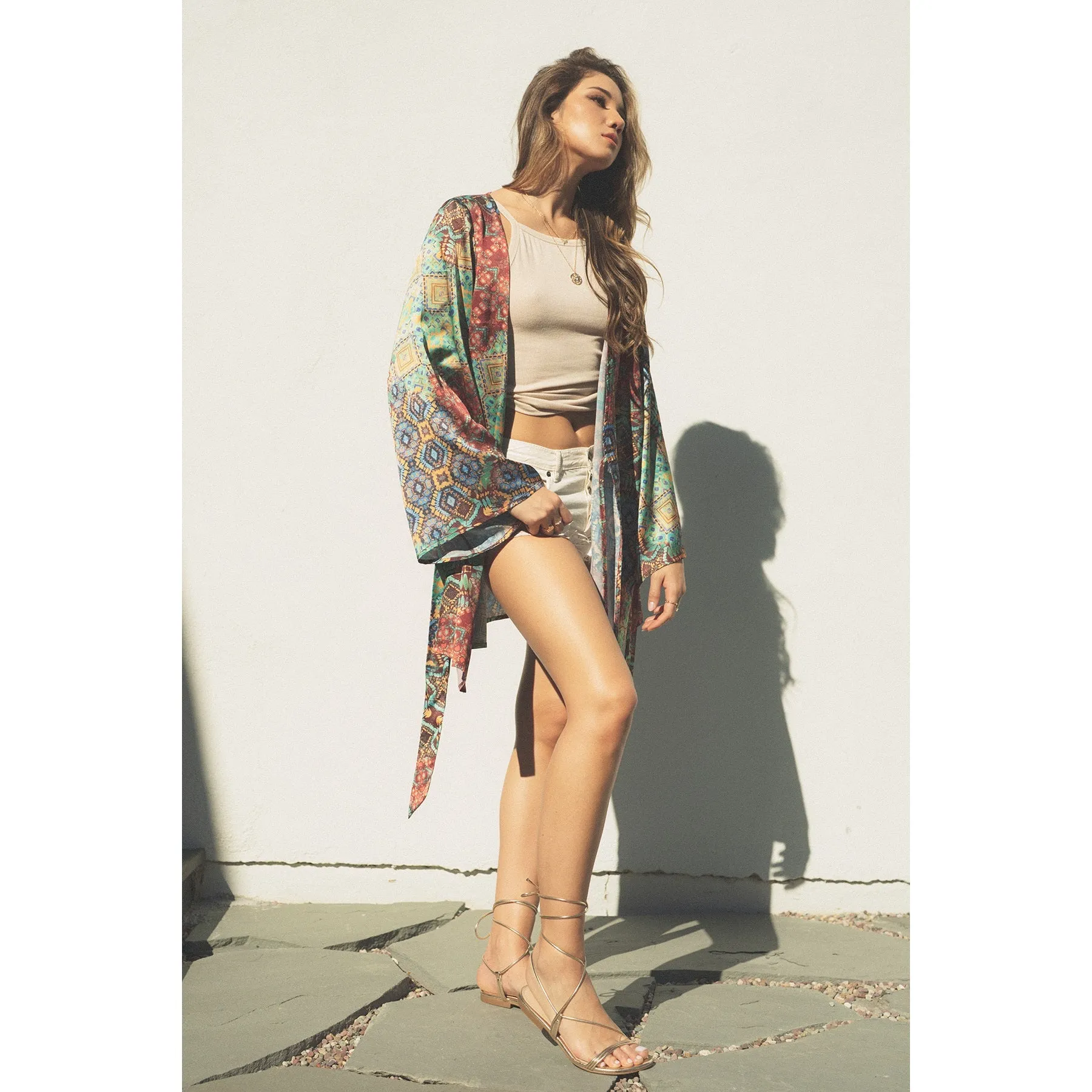 Kaleidoscope Kimono Mini Wrap Dress