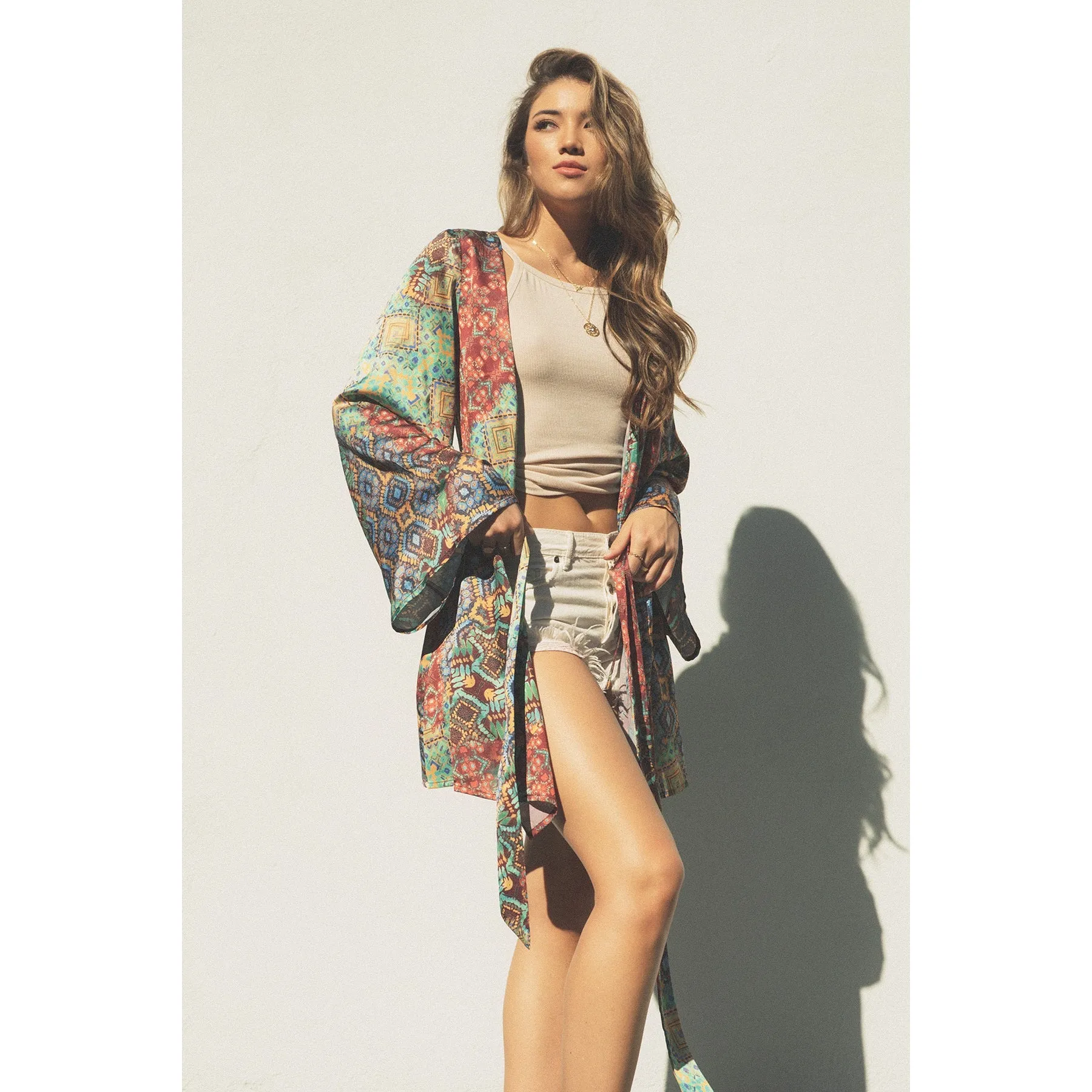 Kaleidoscope Kimono Mini Wrap Dress