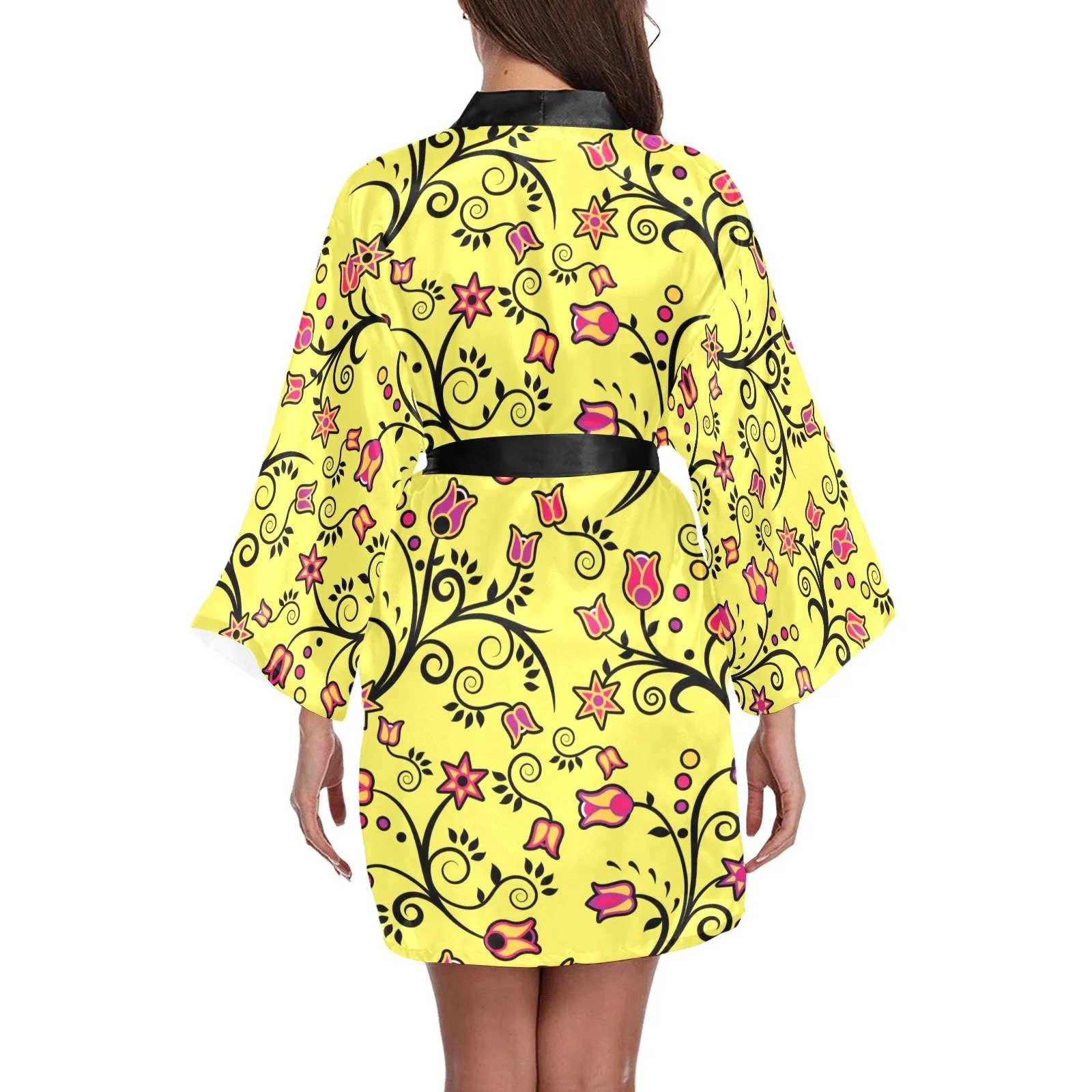 Key Lime Star Long Sleeve Satin Robe