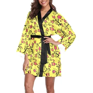 Key Lime Star Long Sleeve Satin Robe