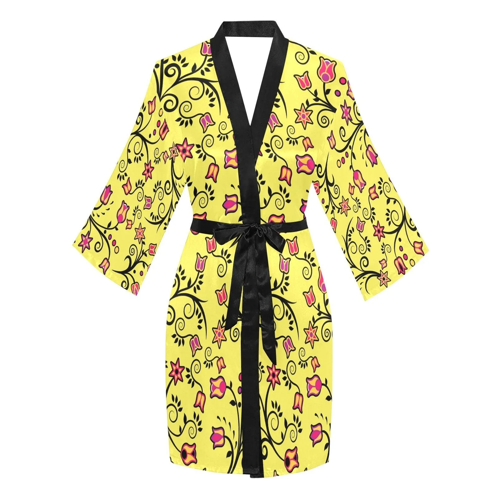 Key Lime Star Long Sleeve Satin Robe