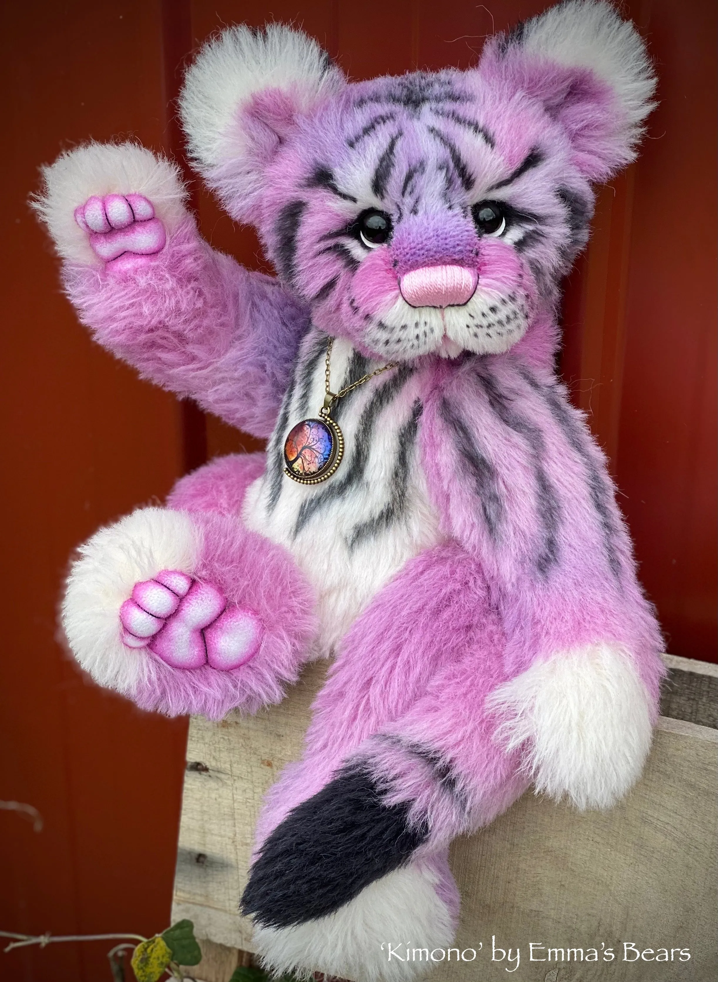 Kimono - 15" hand-dyed alpaca Artist Tiger Bear by Emma's Bears - OOAK