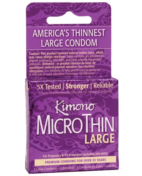 Kimono Micro Thin Large Condoms - 3 Pack