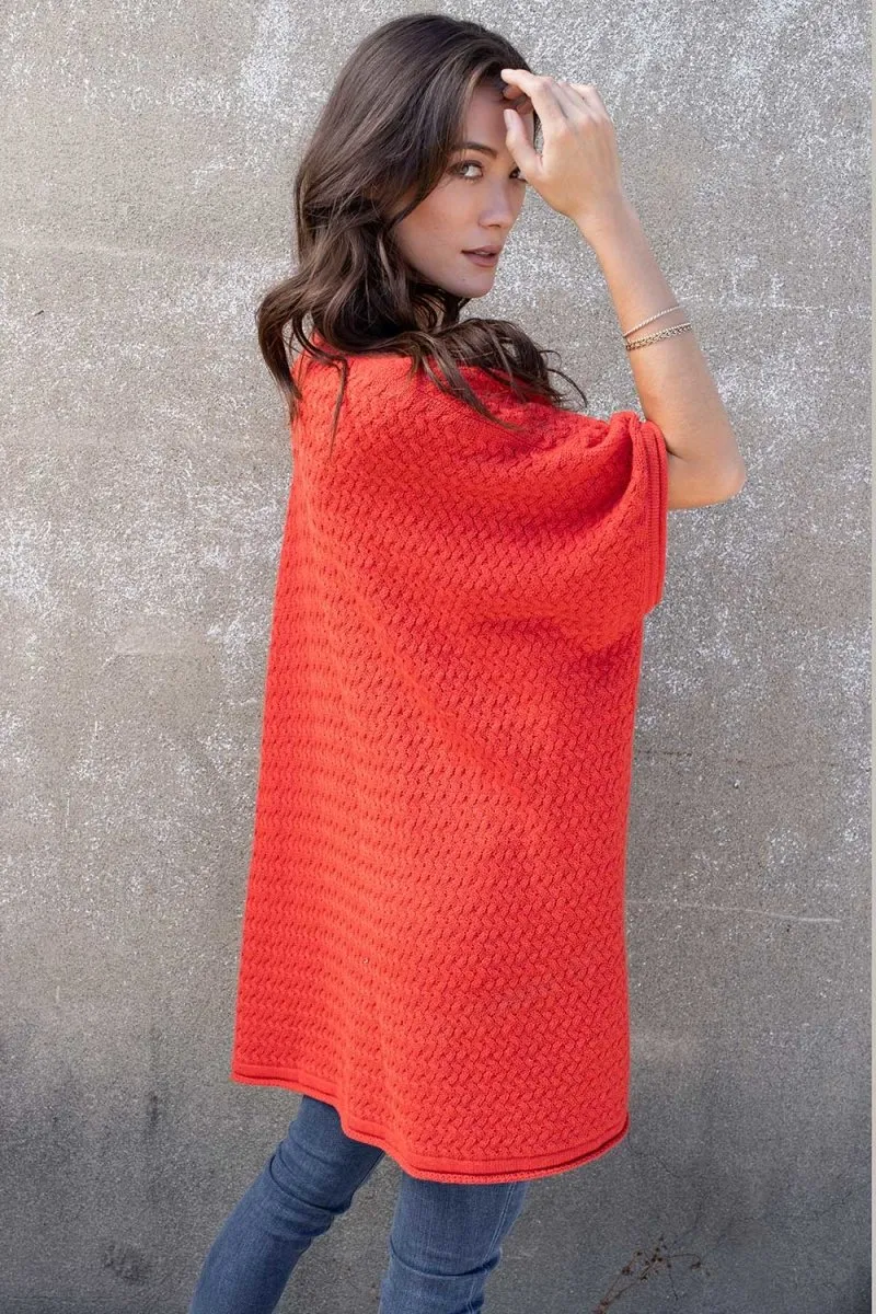 Lattice Stitch Kimono in Canyon Red