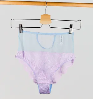Lilac lace & cornflower mesh high waist knicker