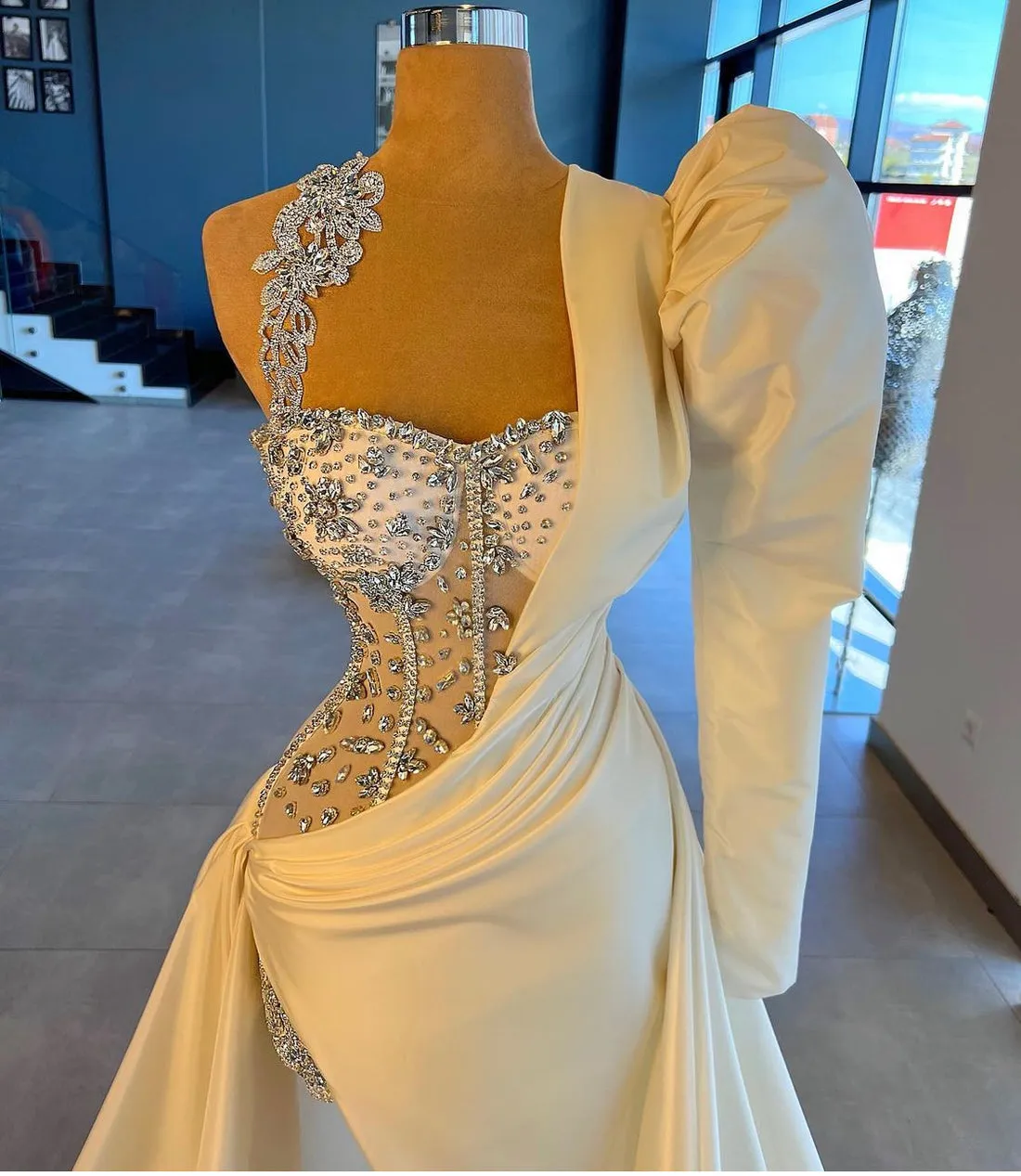 Melody Luxury White One-Shoulder Evening Dress
