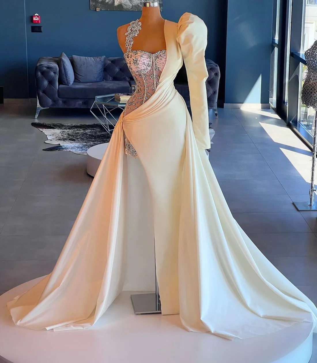 Melody Luxury White One-Shoulder Evening Dress