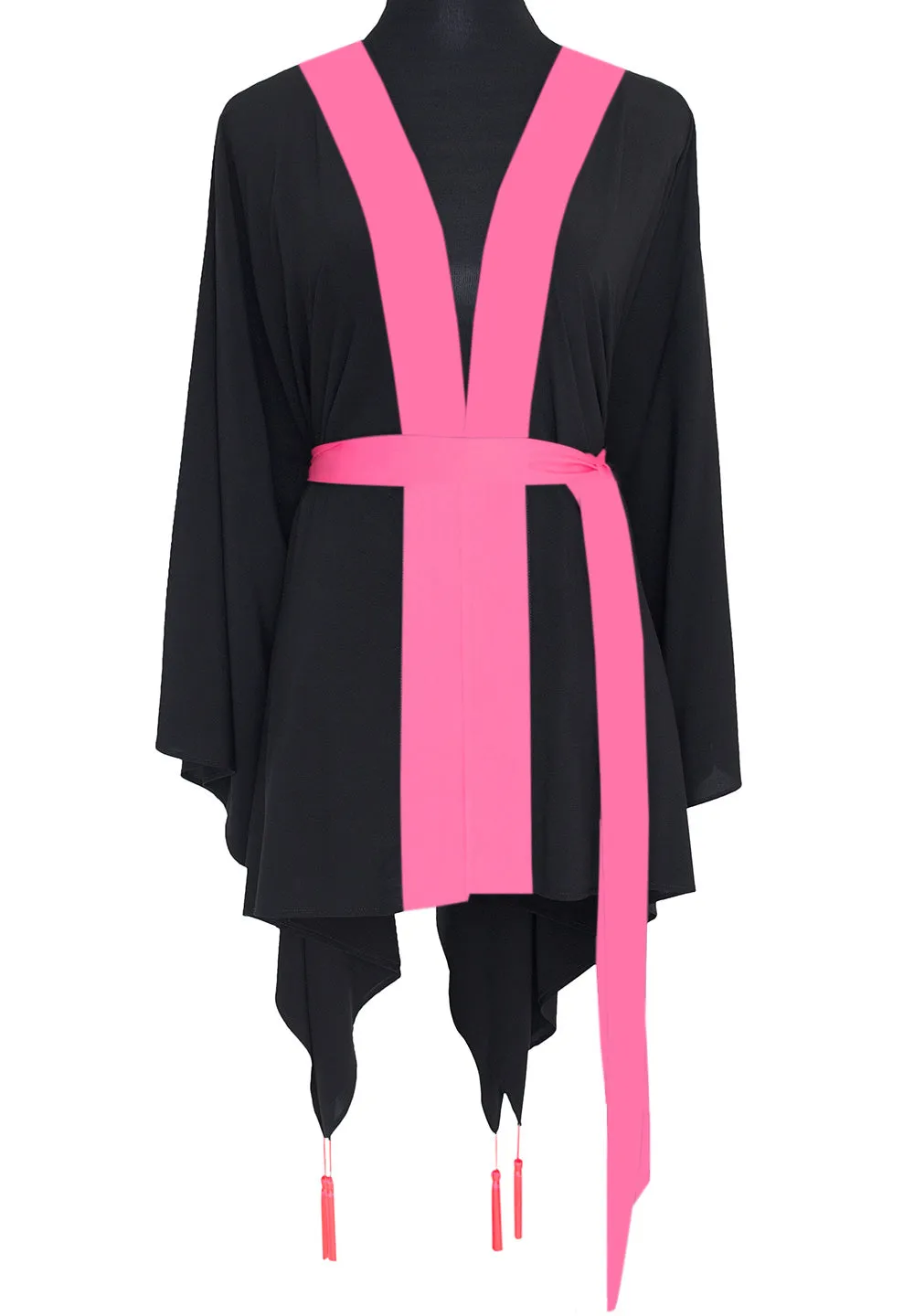 Monochrome - Black Kimono Skull (Neon Pink)