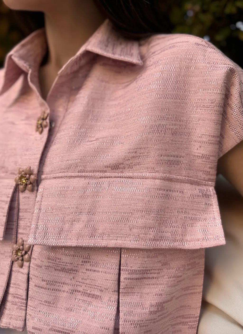OVERSIZED Pockets Vest Metallic Pink