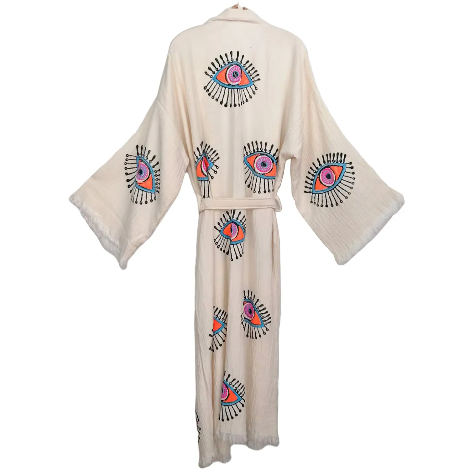 Pestemal Kimono Bathrobe Hand Print Eye Design