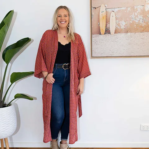 Punch Pink Silk Kimono