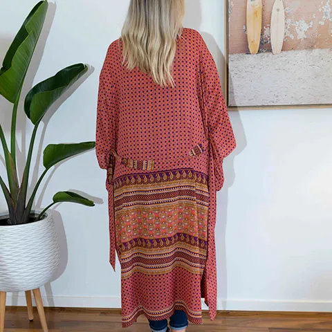 Punch Pink Silk Kimono