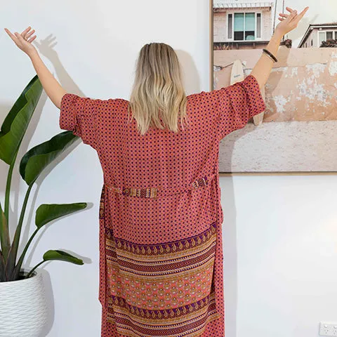Punch Pink Silk Kimono