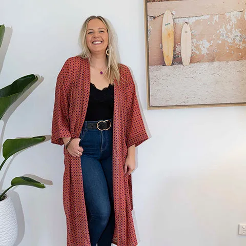 Punch Pink Silk Kimono