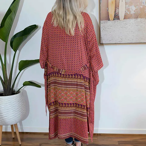 Punch Pink Silk Kimono