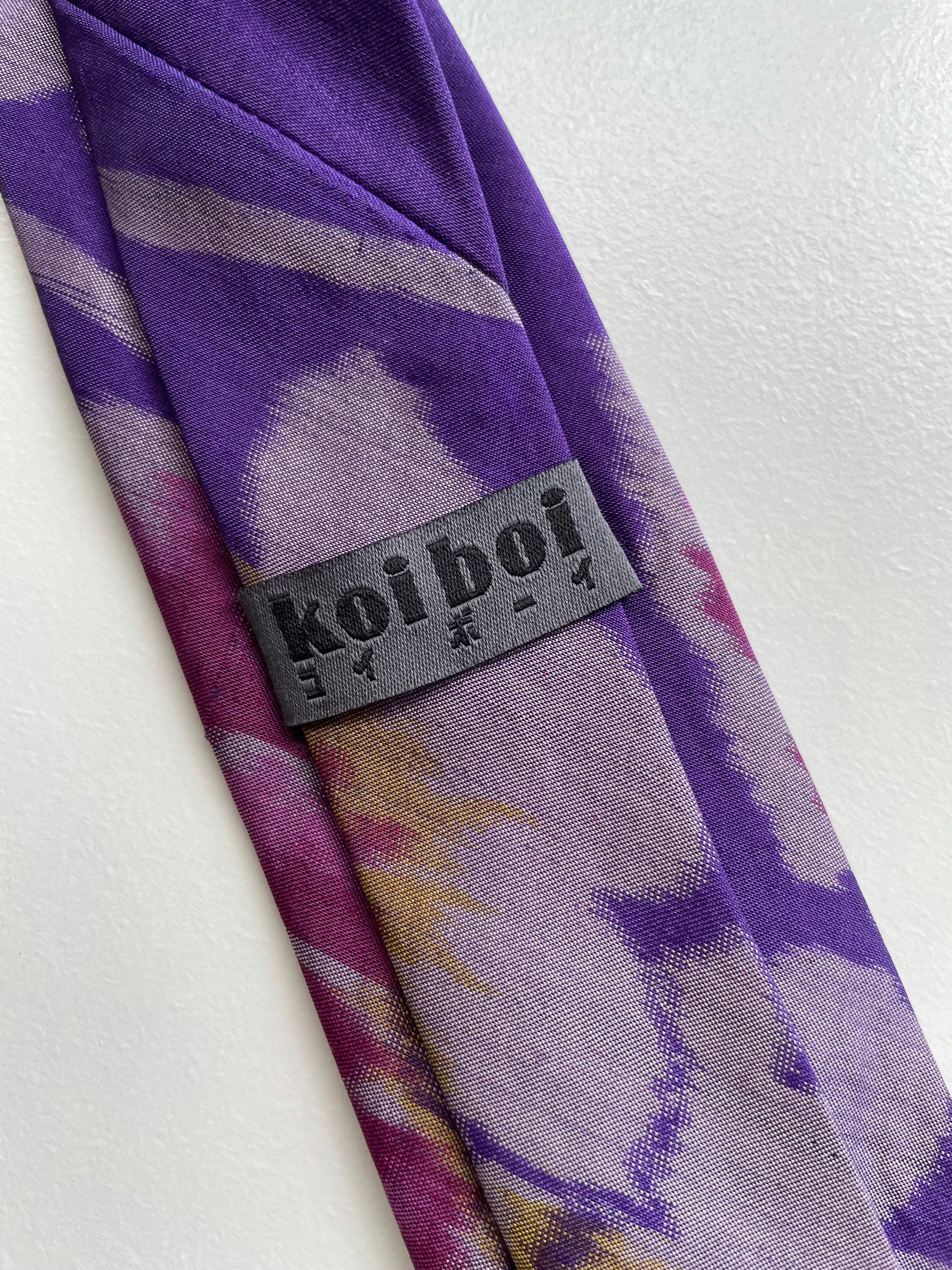 Purple Ikat Silk Floral Necktie