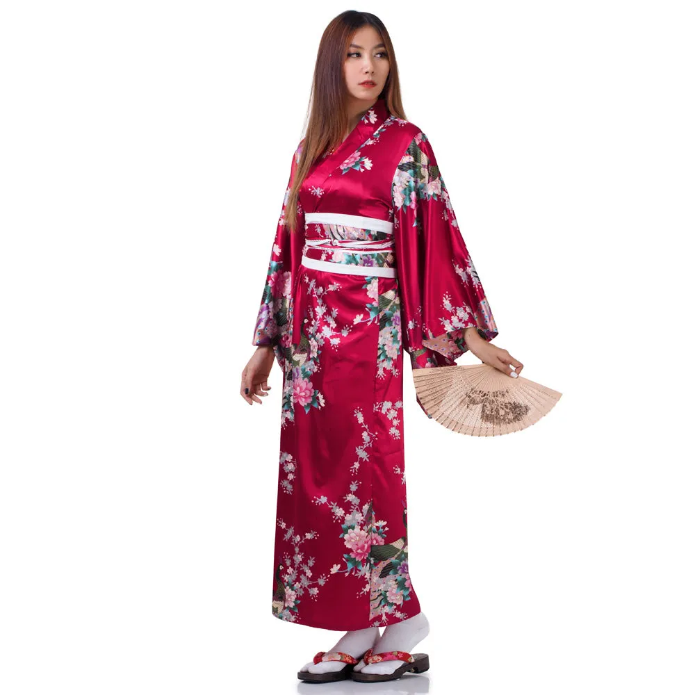 Red Japanese Geisha Style Kimono Dress Hana