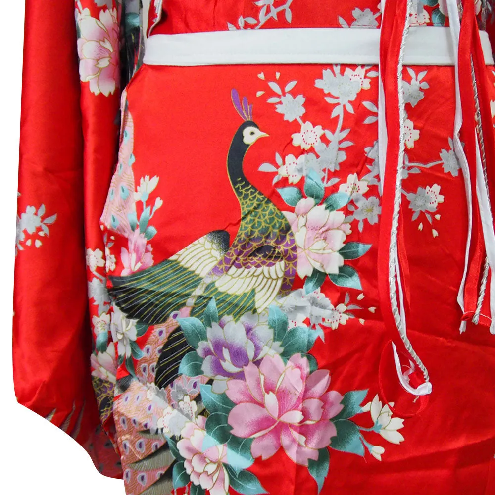 Red Japanese Geisha Style Kimono Dress Hana
