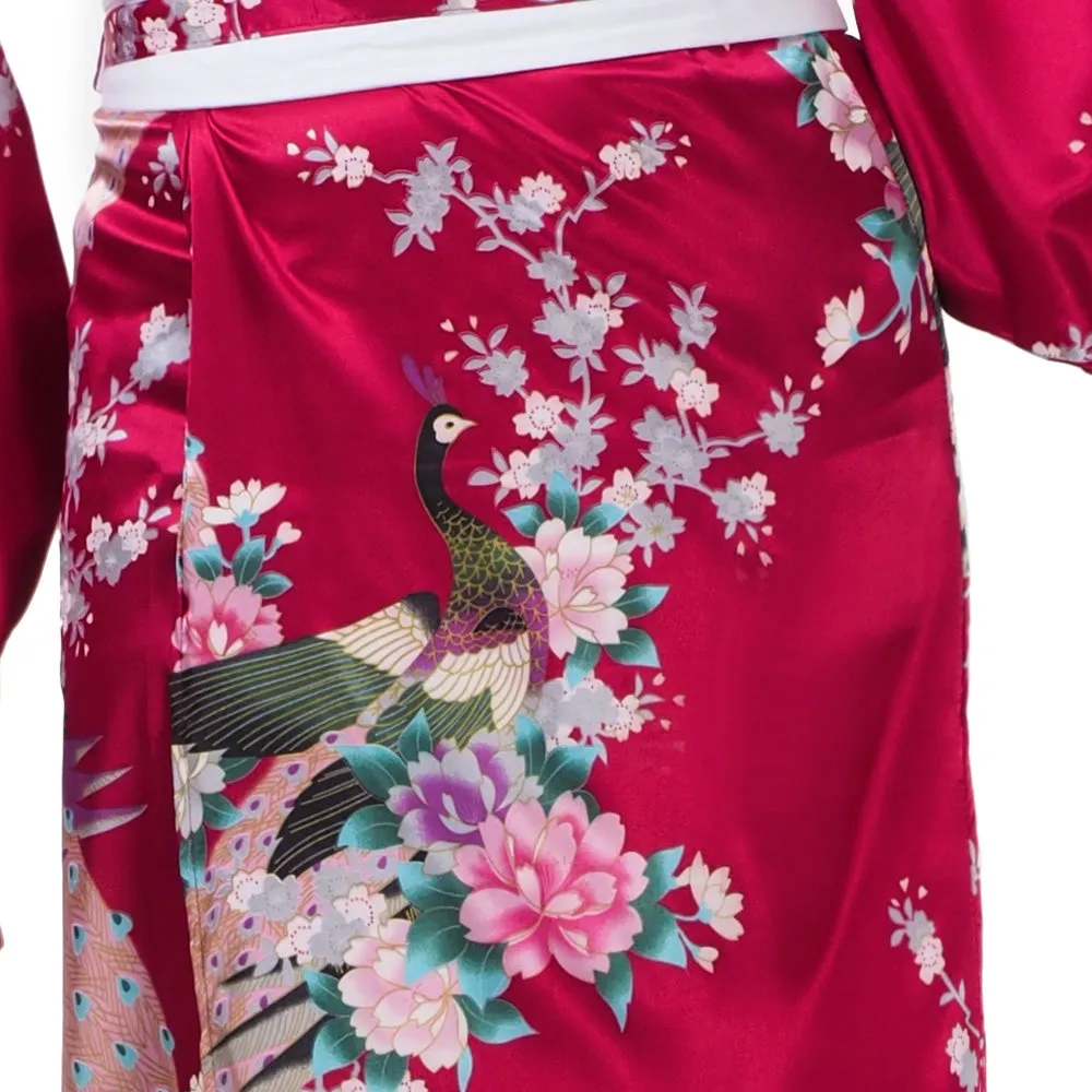 Red Japanese Geisha Style Kimono Dress Hana