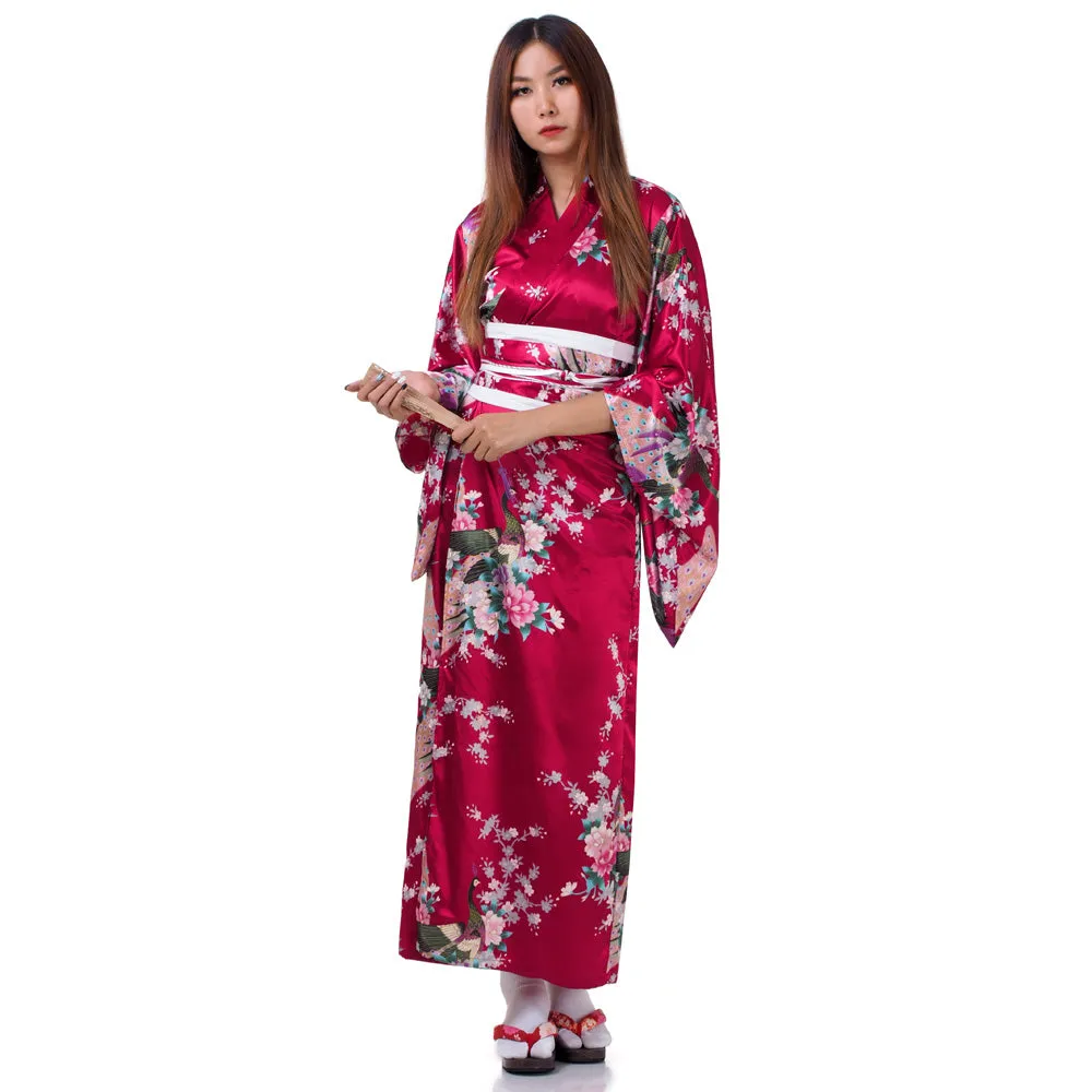 Red Japanese Geisha Style Kimono Dress Hana