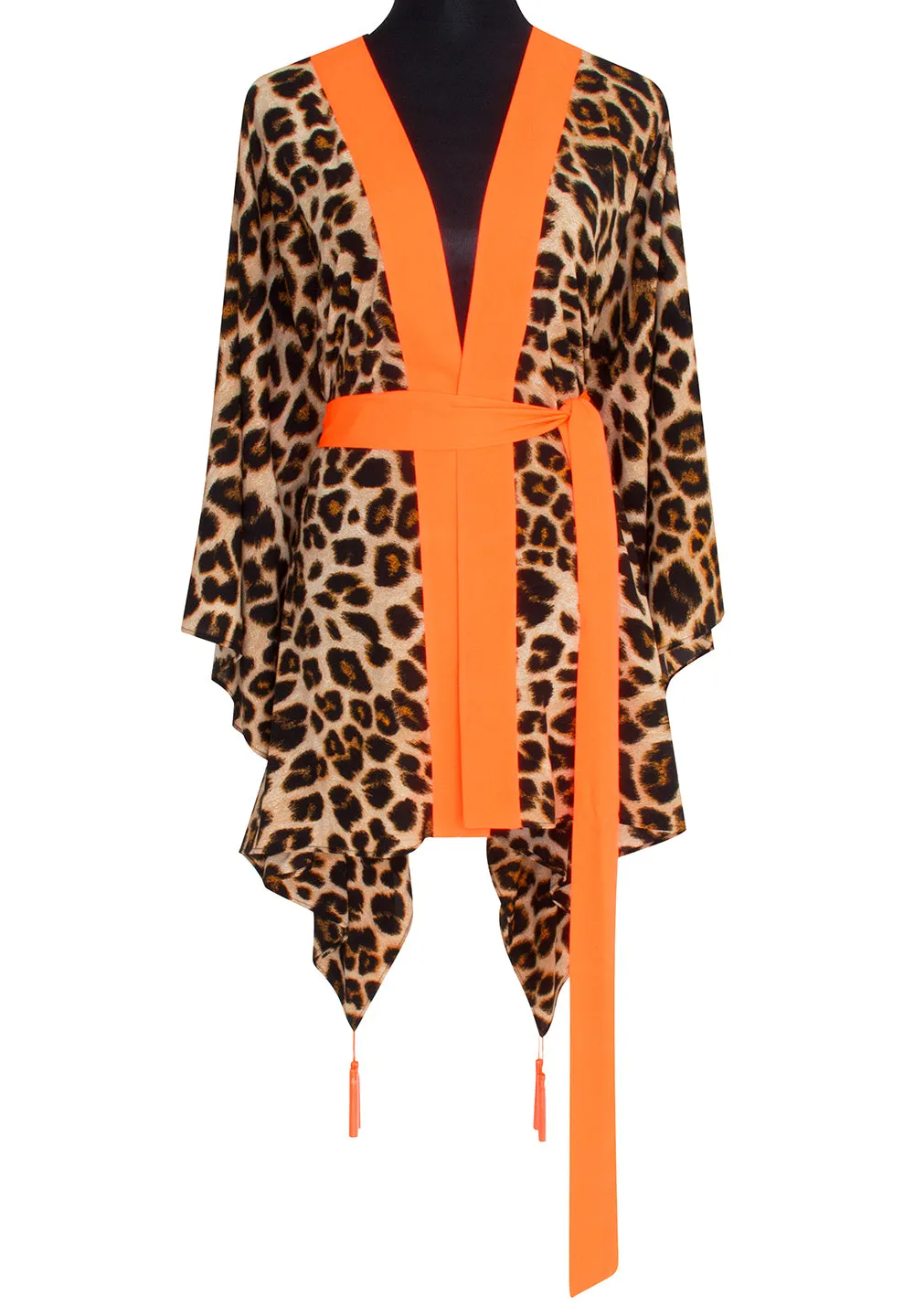 Safari - Orange Leopard Kimono Tiger (Neon Orange)