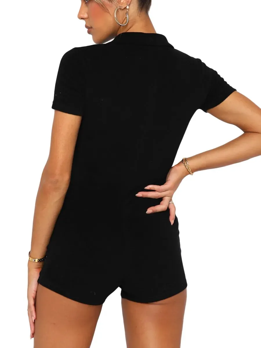 Short Sleeve Button Down Y2K Romper
