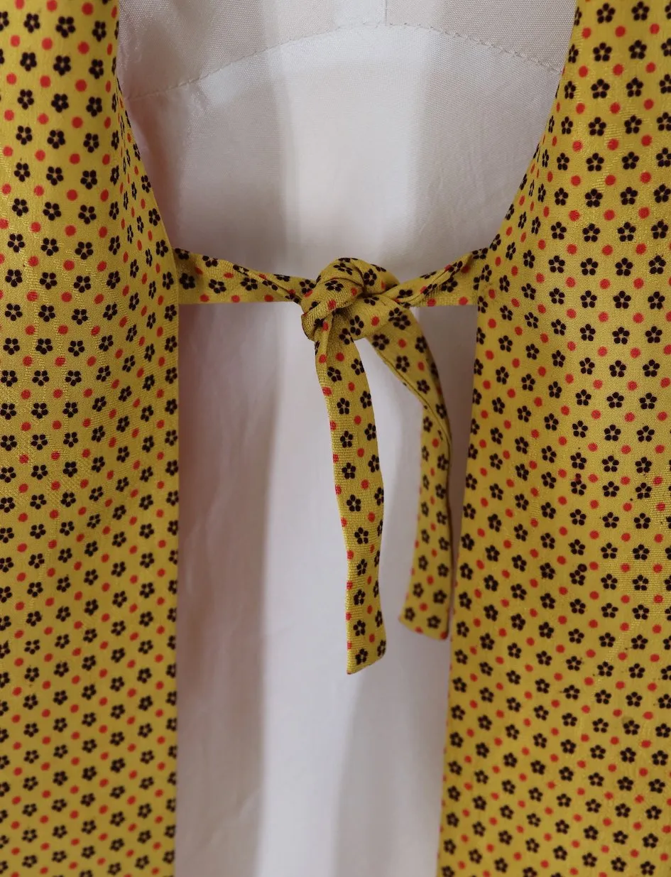 Silk Kimono Jacket / Golden Yellow Dotted Print