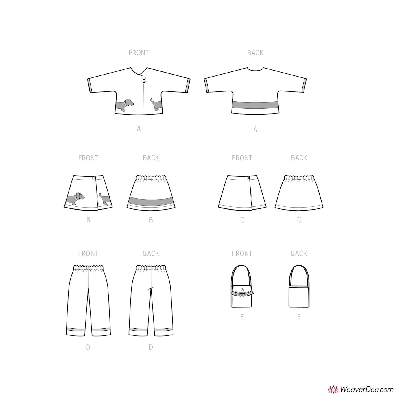 Simplicity Pattern S9504 Children's Jacket, Skirt, Cropped Trousers & Purse