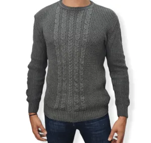 [Slim Fit] Men Round Collar Pullover JJ - Grey