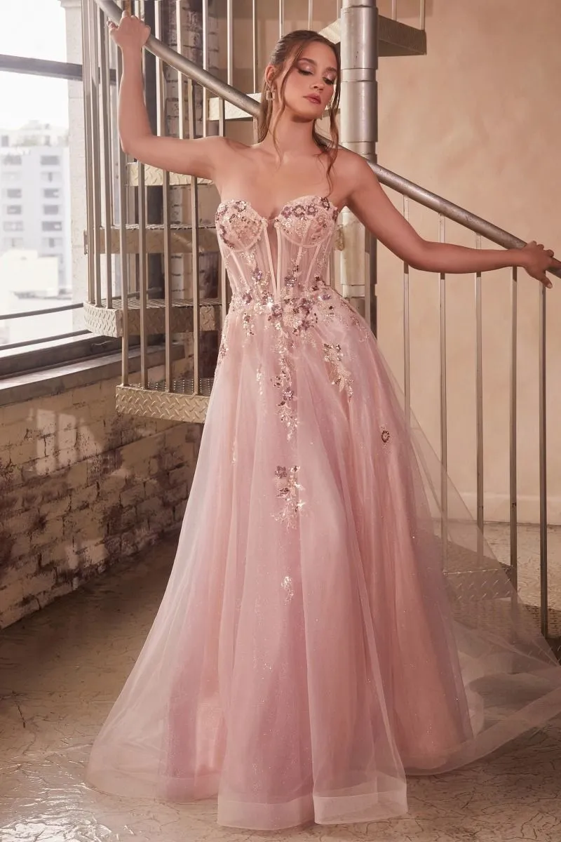 STRAPLESS LAYERED TULLE BALL GOWN CDCB142