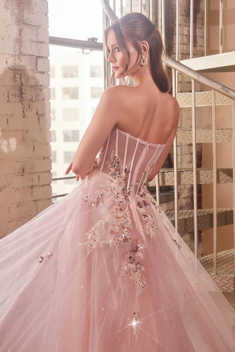 STRAPLESS LAYERED TULLE BALL GOWN CDCB142