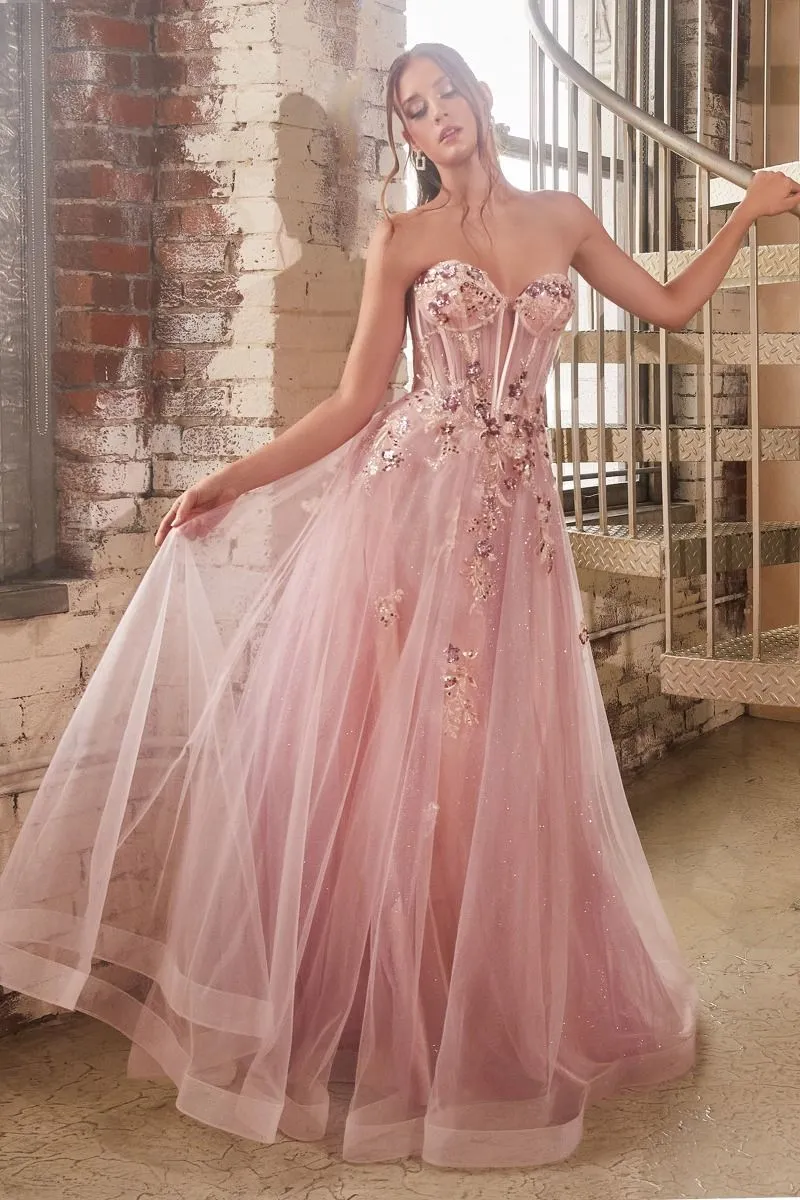 STRAPLESS LAYERED TULLE BALL GOWN CDCB142
