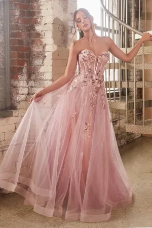 STRAPLESS LAYERED TULLE BALL GOWN CDCB142