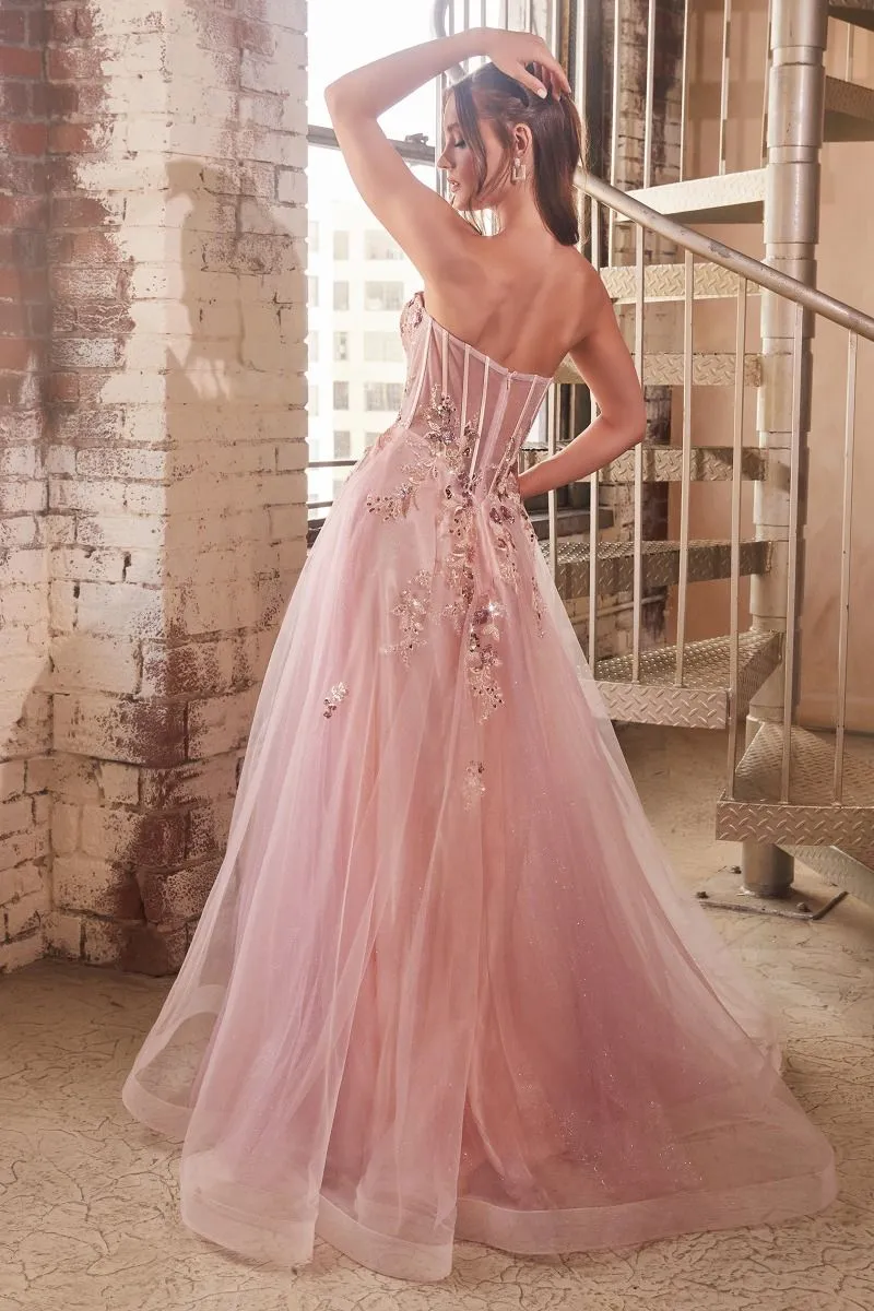 STRAPLESS LAYERED TULLE BALL GOWN CDCB142