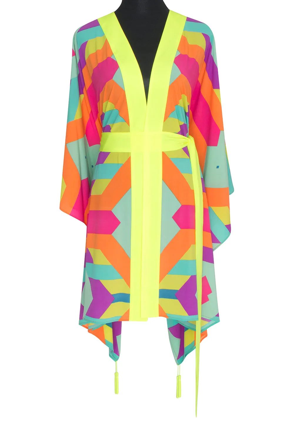 Tribal - Colorful Mayan Kimono (Neon Yellow)