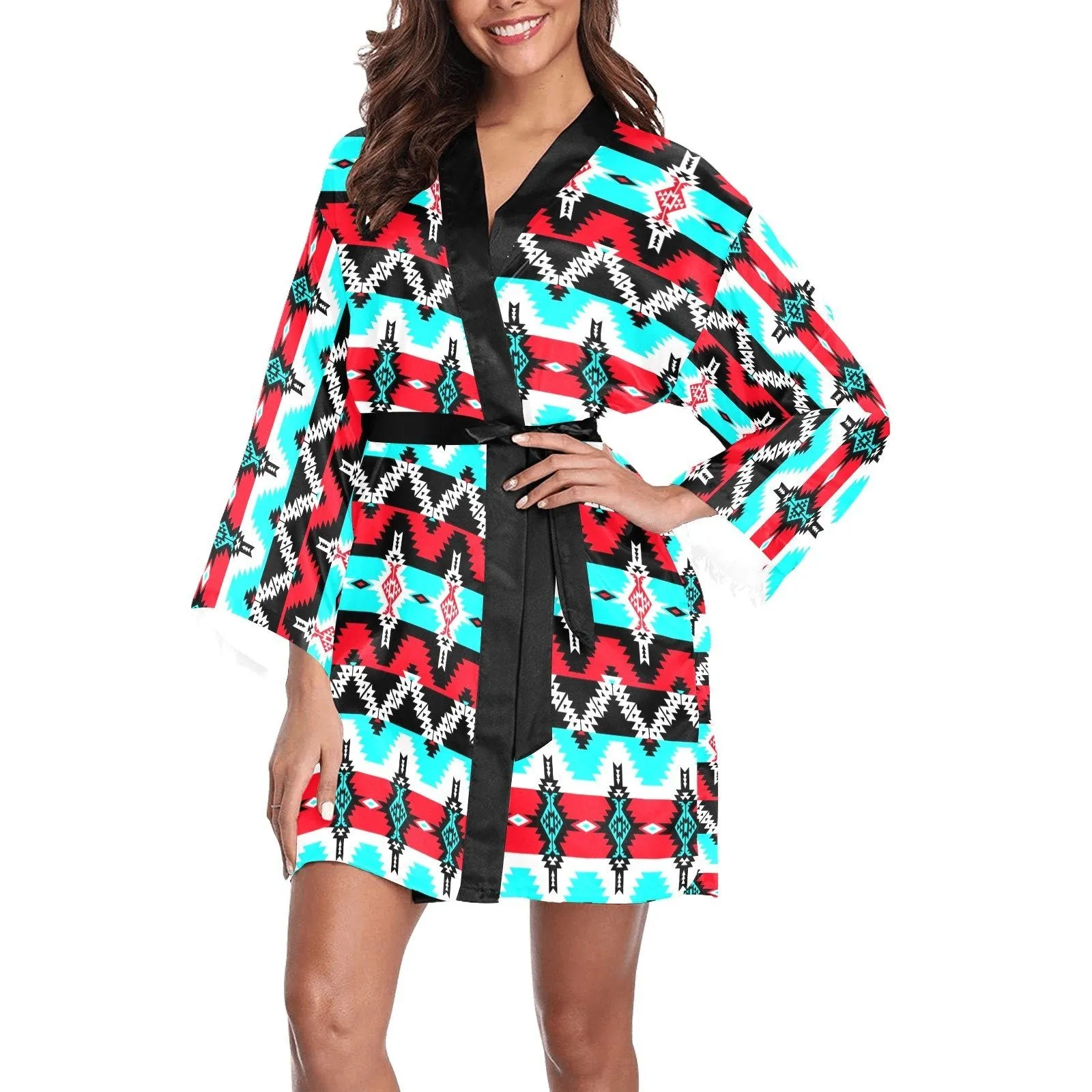 Two Spirit Dance Long Sleeve Satin Robe