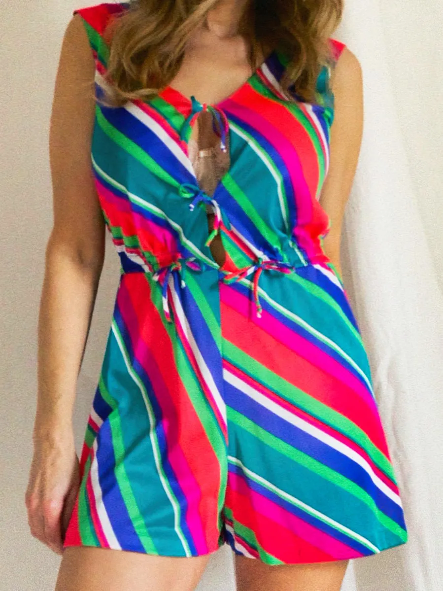 Vintage 60's Neon Stripe Romper