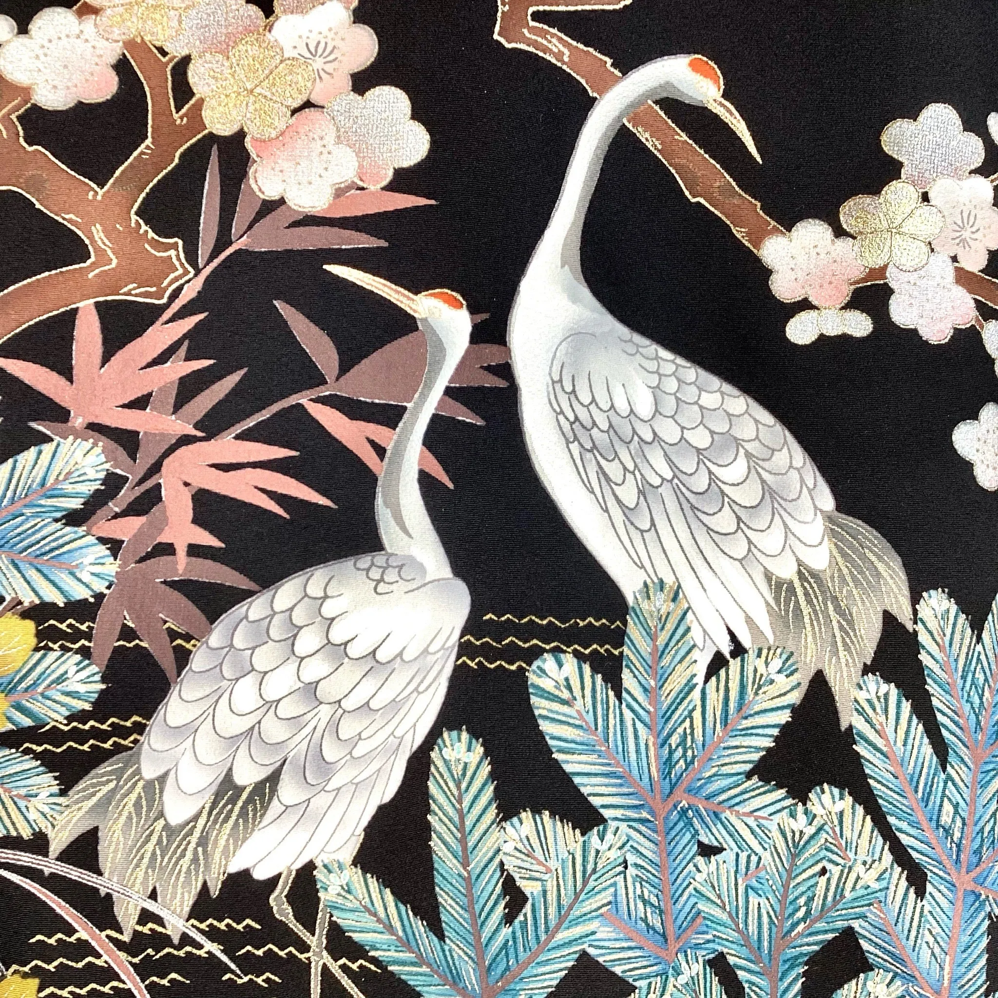 Vintage Kimono Tomesode Cranes