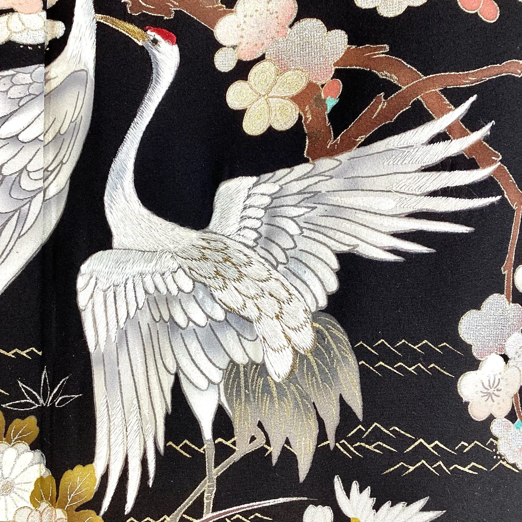 Vintage Kimono Tomesode Cranes