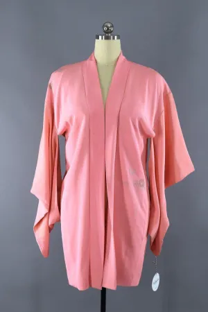 Vintage Silk Kimono Cardigan Jacket / Pink Flowers