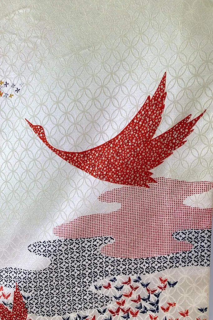 Vintage Yellow & Red Birds Kimono