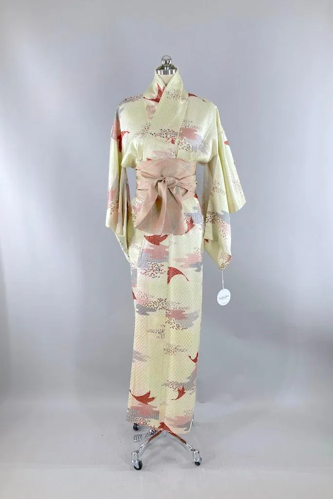 Vintage Yellow & Red Birds Kimono
