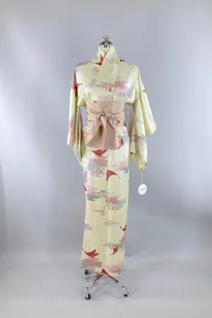 Vintage Yellow & Red Birds Kimono