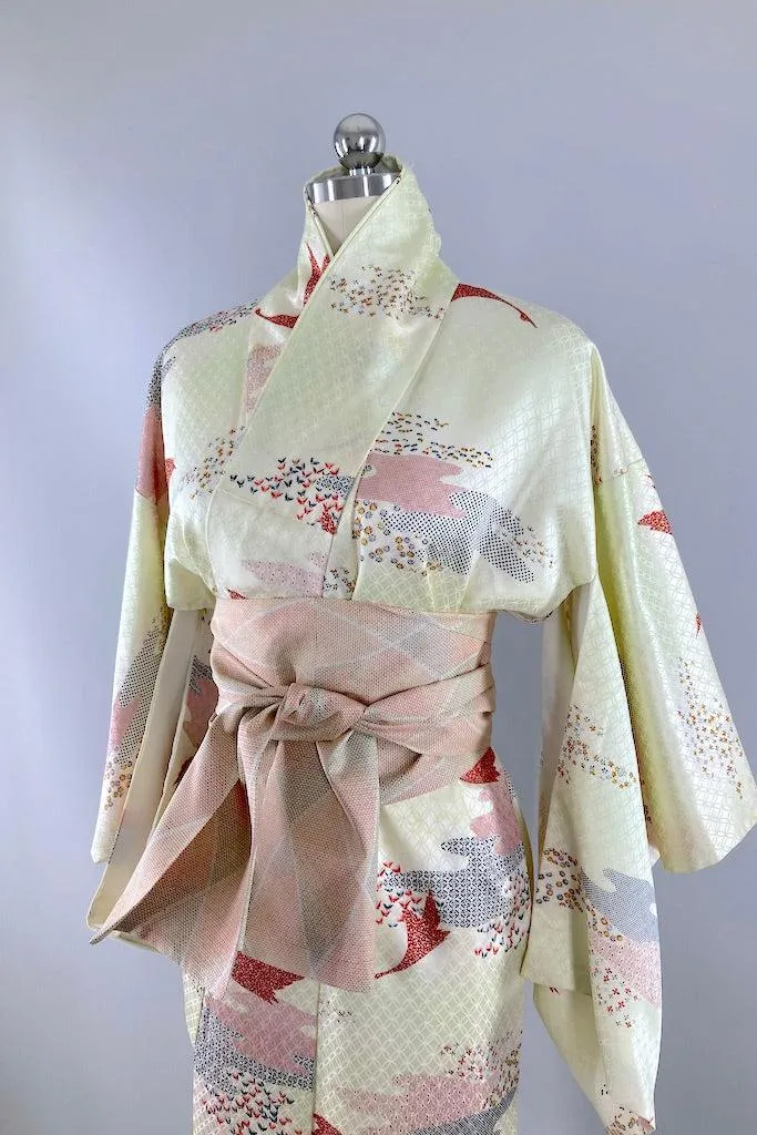Vintage Yellow & Red Birds Kimono