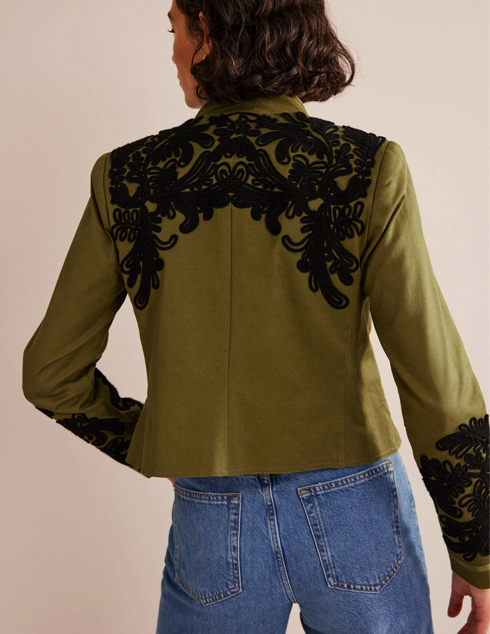 Warwick Embroidered Jacket-Olive Green