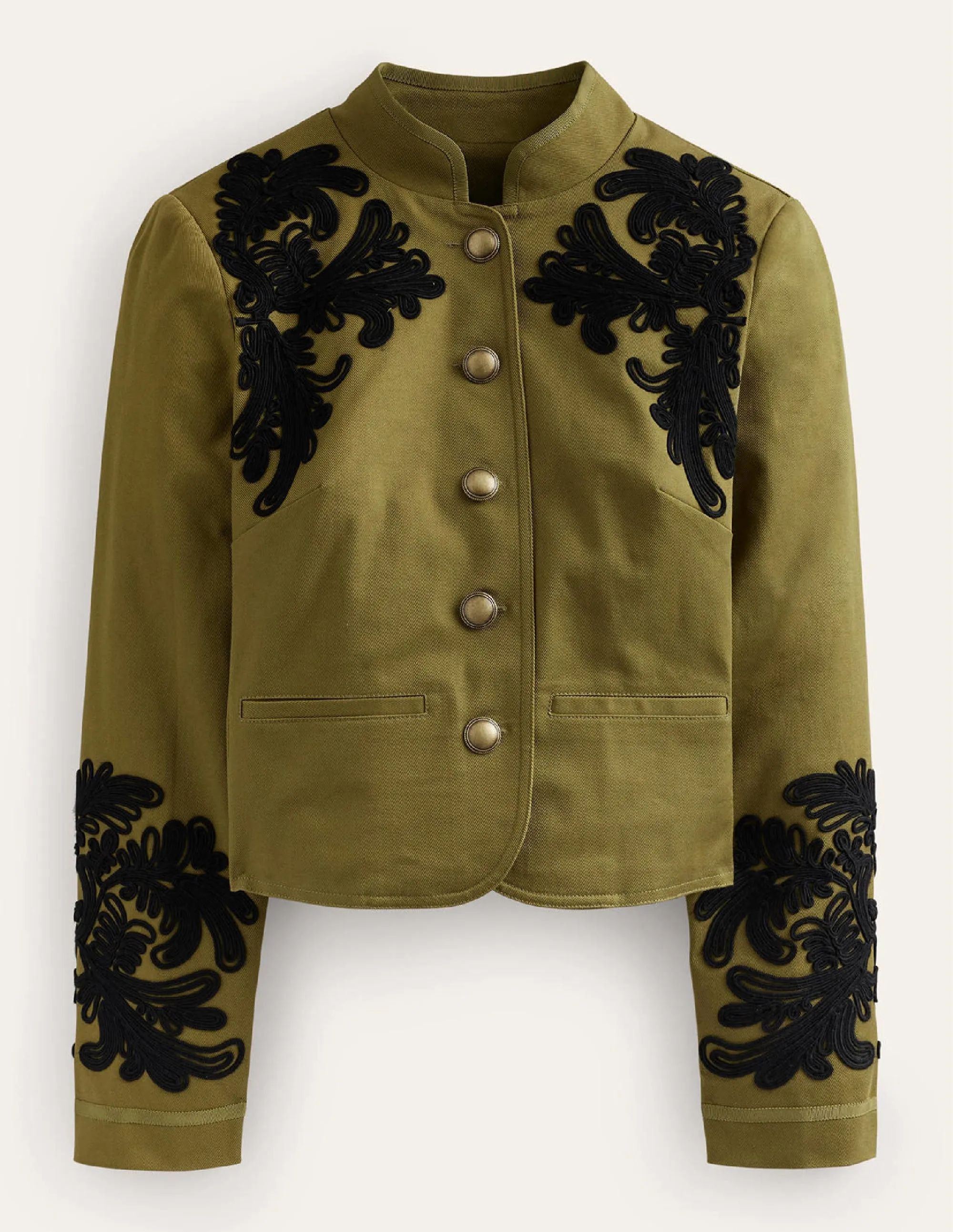 Warwick Embroidered Jacket-Olive Green