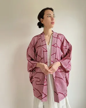 Waves Pattern Shibori Kimono Jacket