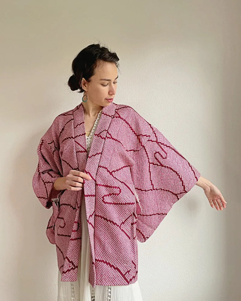 Waves Pattern Shibori Kimono Jacket