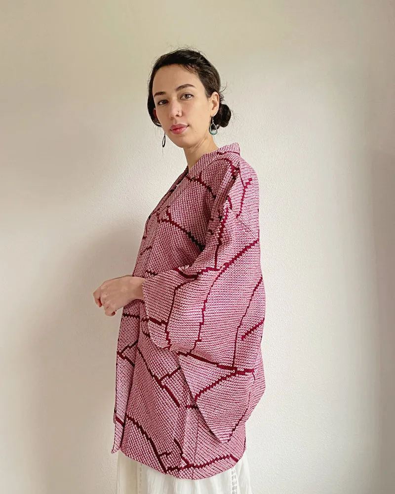 Waves Pattern Shibori Kimono Jacket