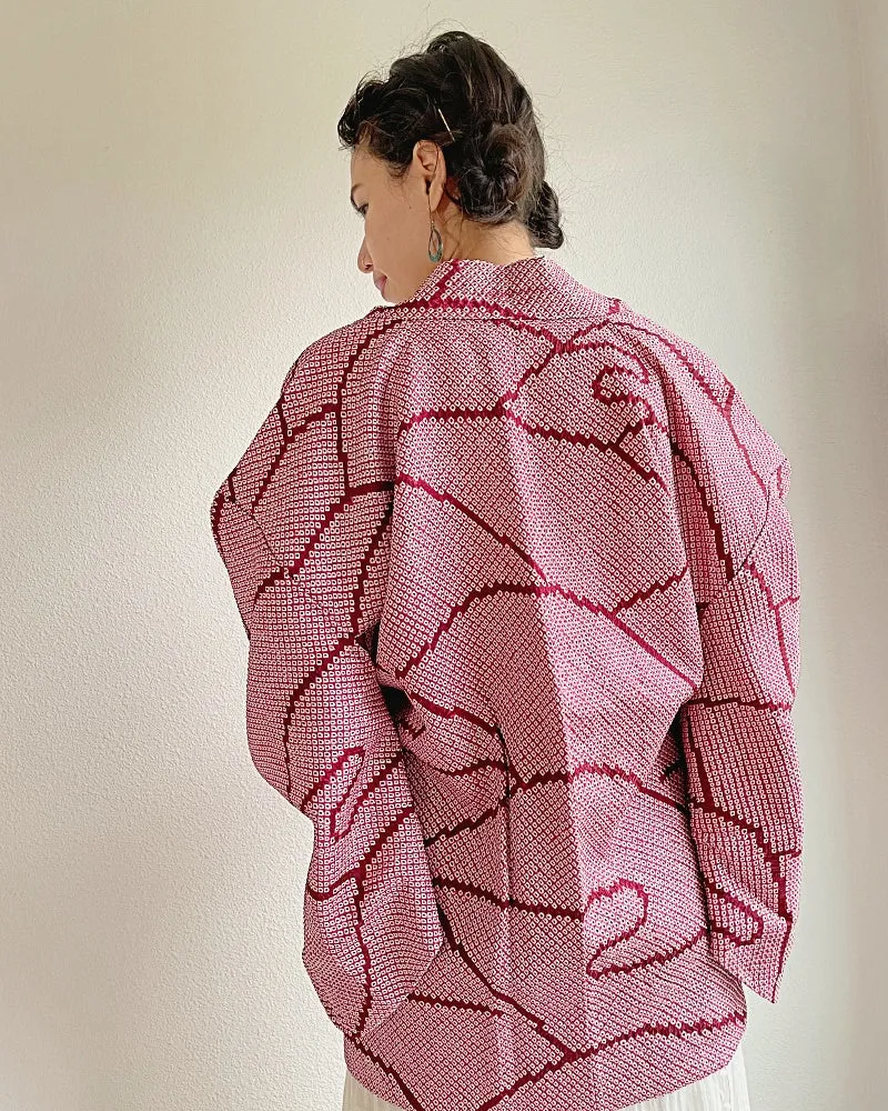 Waves Pattern Shibori Kimono Jacket